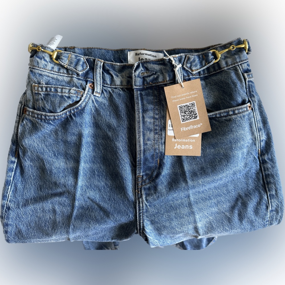 BRAND NEW Reformation Cynthia Chainlink High Rise Straight Jeans